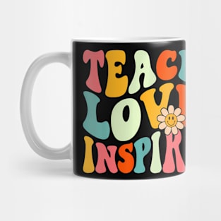 Teach Love Inspire Bach to School Teacher Women Groovy Mug